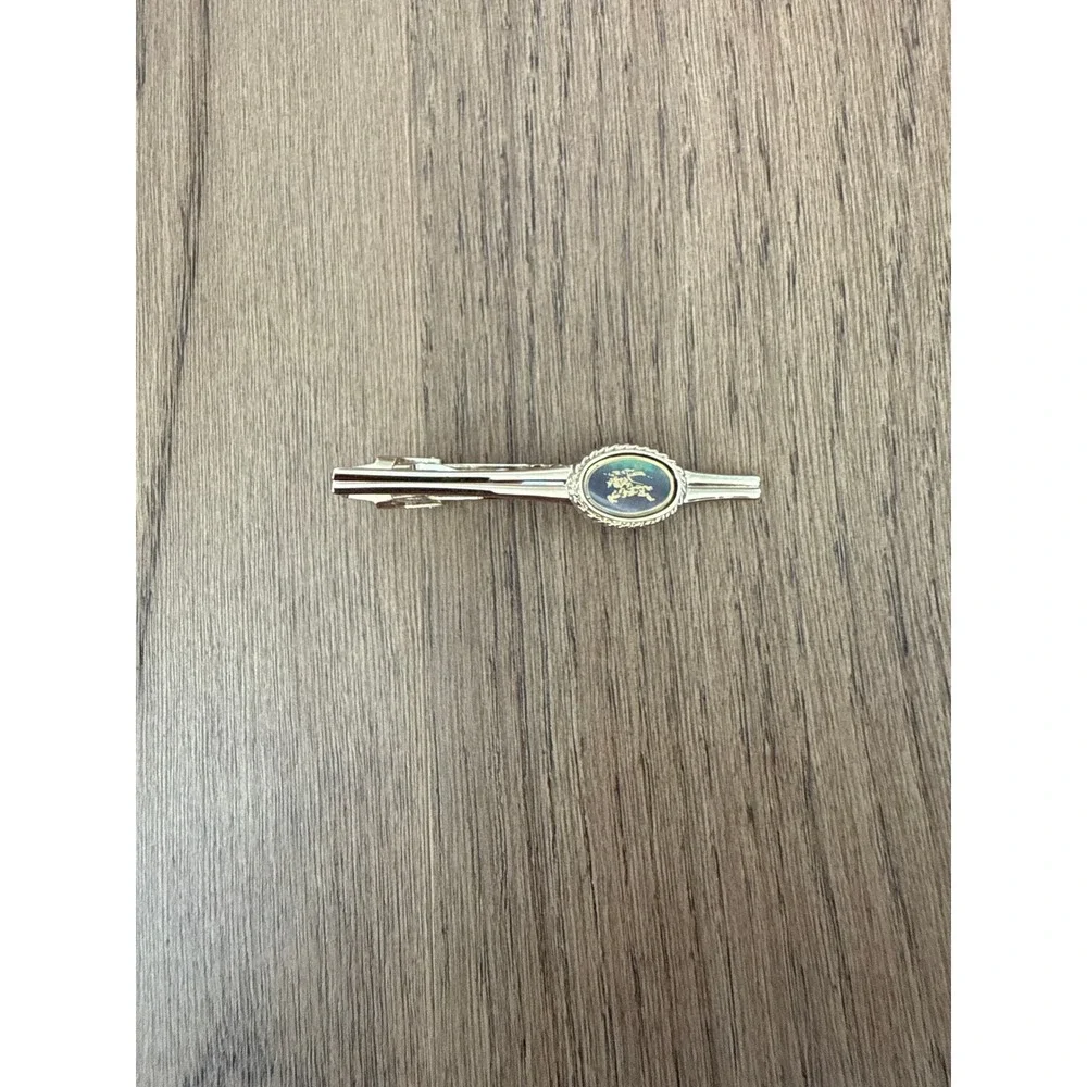 Vintage Burberrys Gold Tone Iridescent Prorsum Knight Tie Clip Accessory